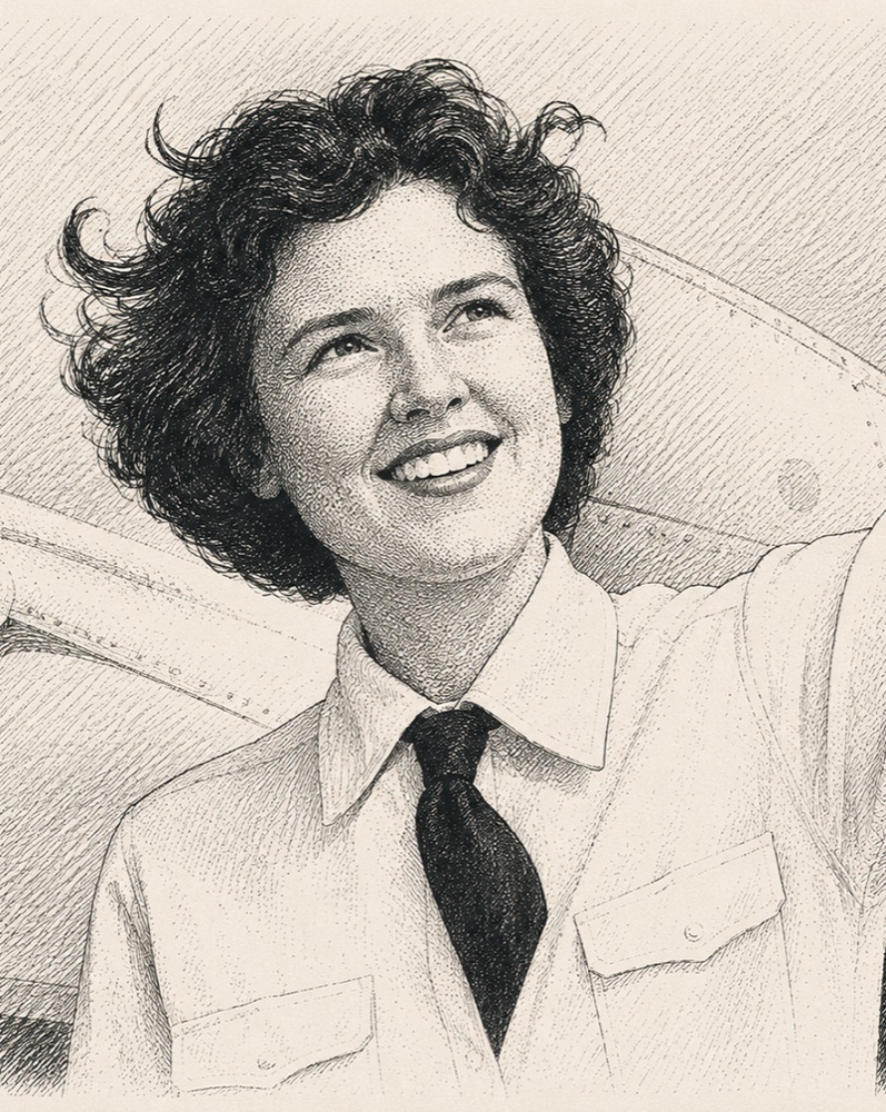 Illustration of Helen Skjersaa on the Olive & May Wall of Women