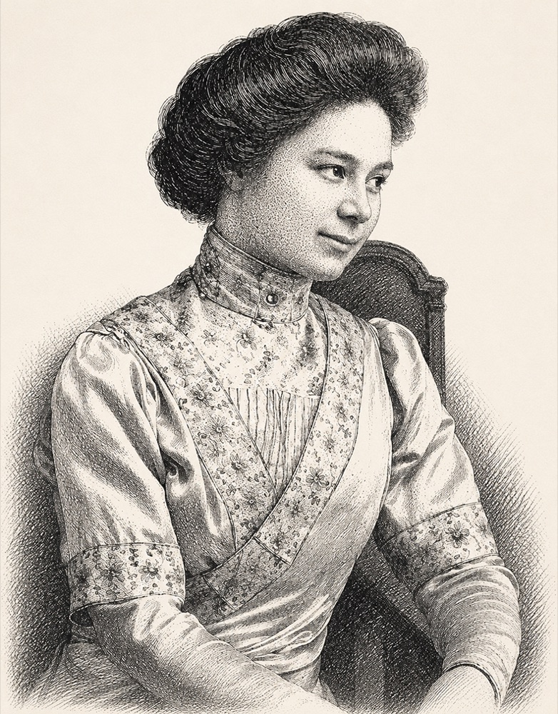 Illustration of Maude Vandevert on the Olive & May Wall of Women